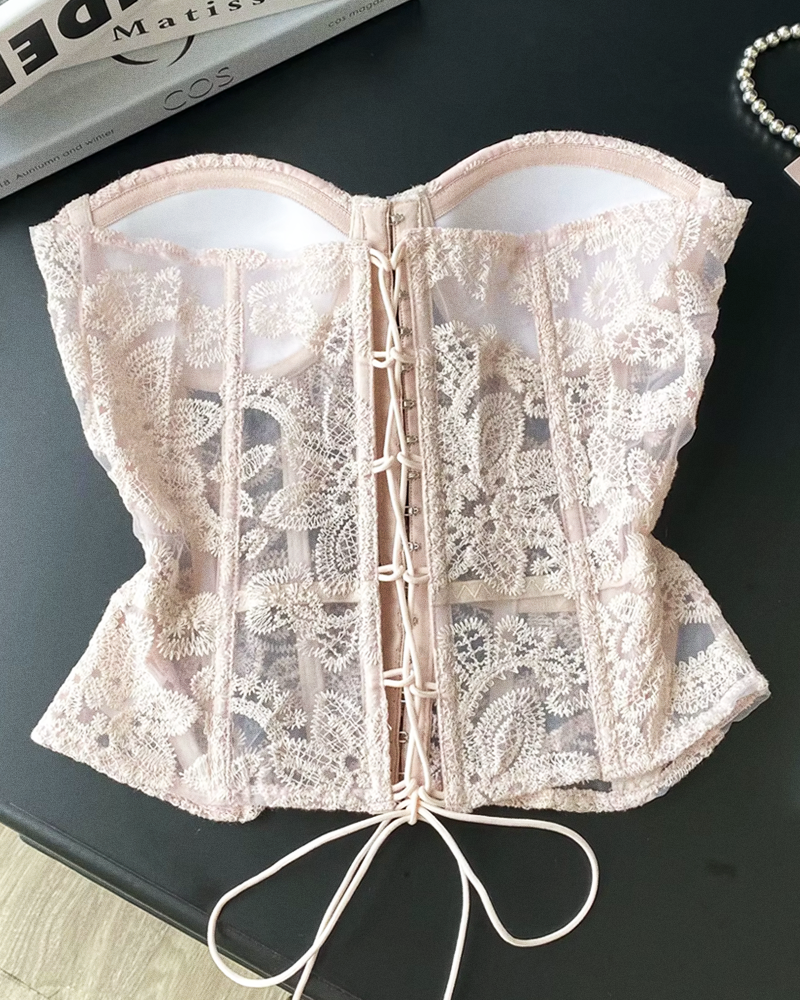 Bustier dentelle rose