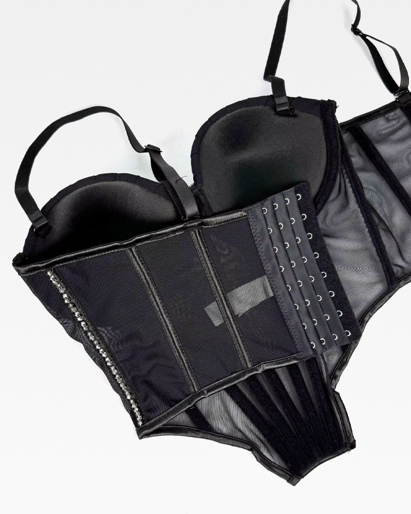 Bustier noir strass
