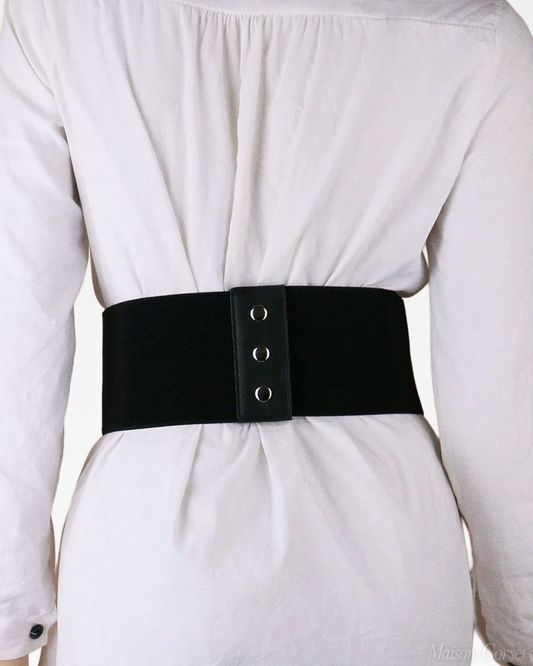 Ceinture corset large dentelle noire