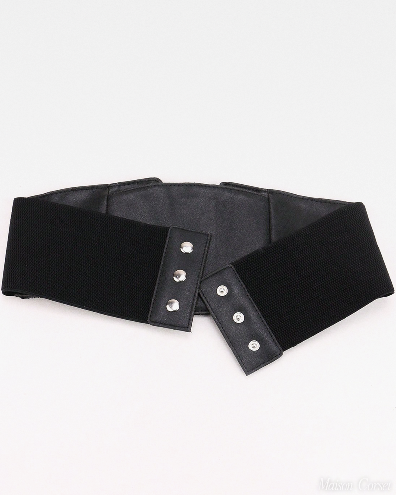 Ceinture corset large dentelle noire