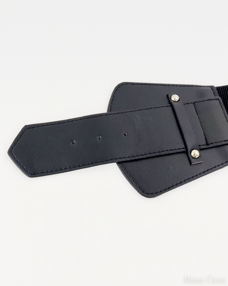 Ceinture corset noire à boucle ronde