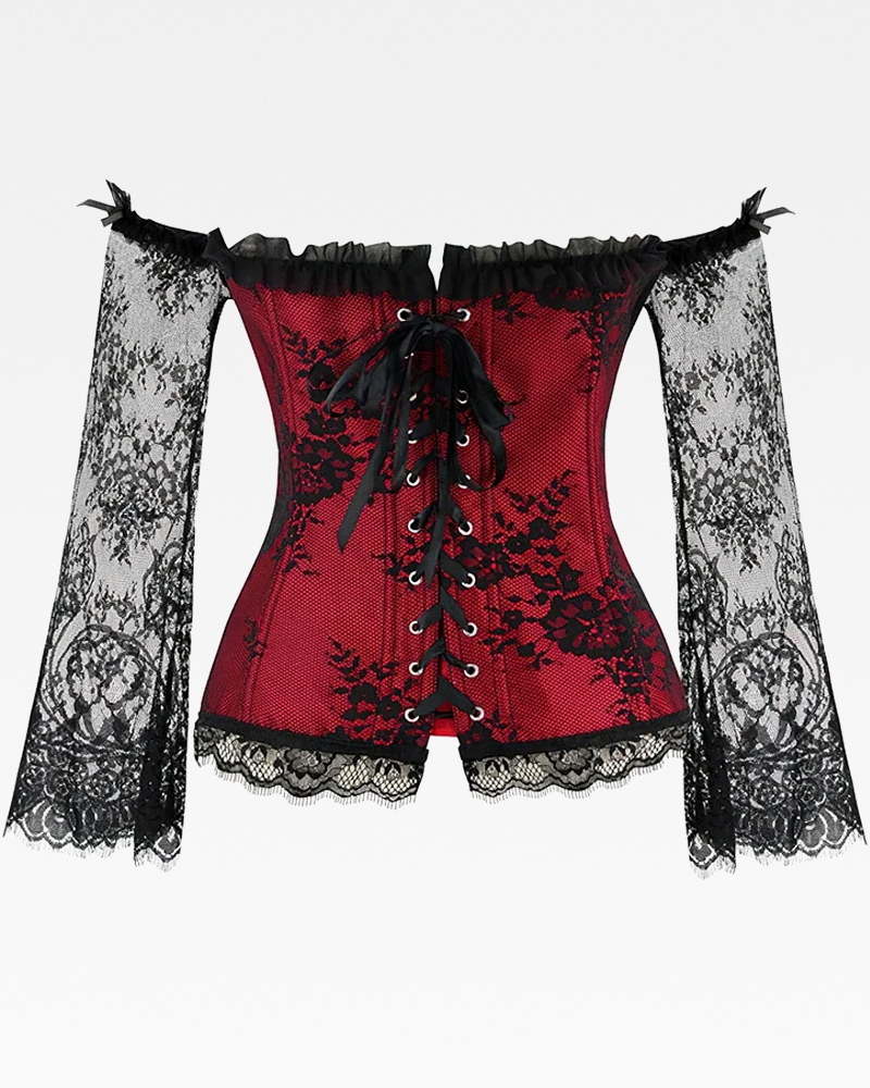 Corset rouge et noir en dentelle
