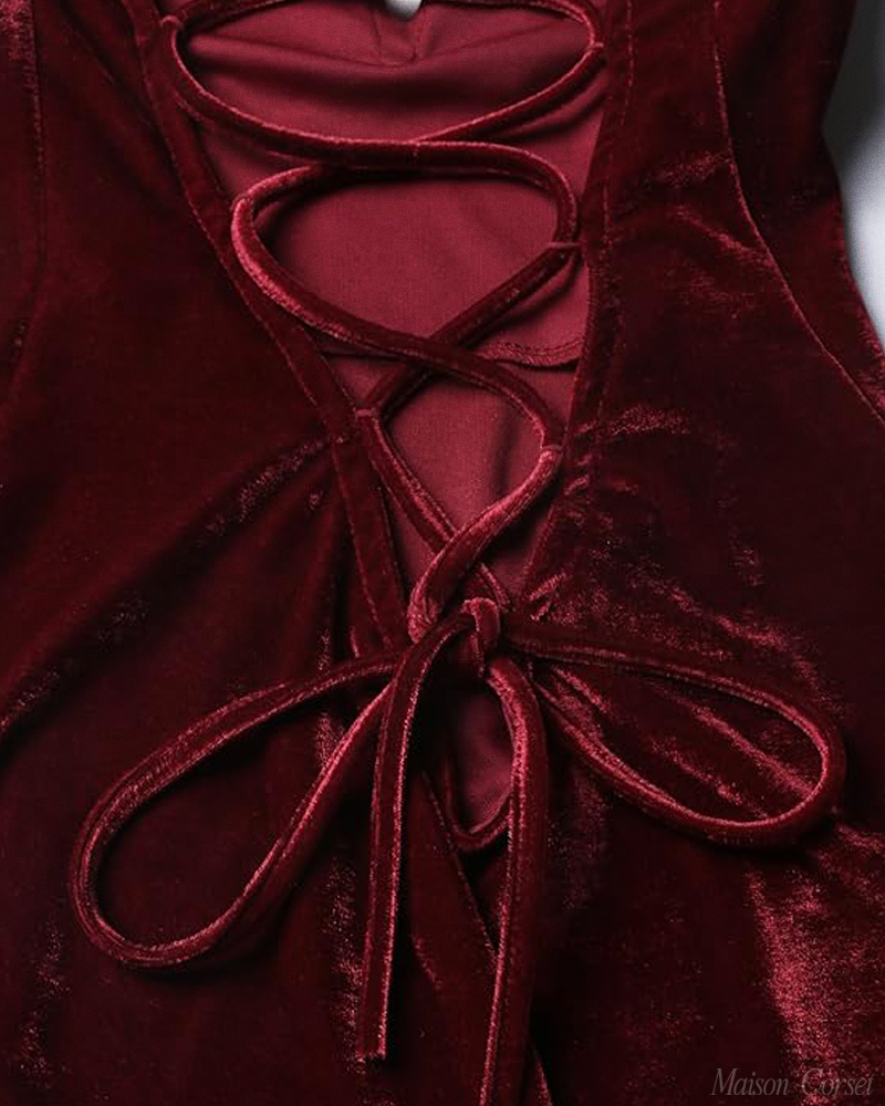 Body bustier rouge en velours