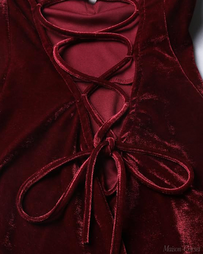 Body bustier rouge en velours