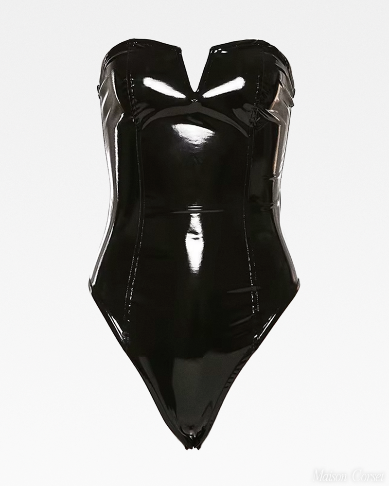 Body noir bustier cuir