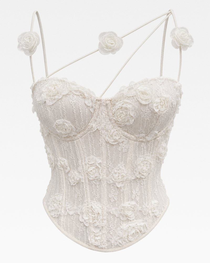Bustier blanc à fleurs