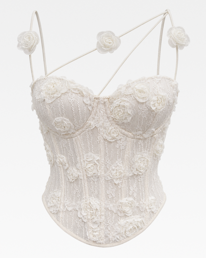Bustier blanc à fleurs