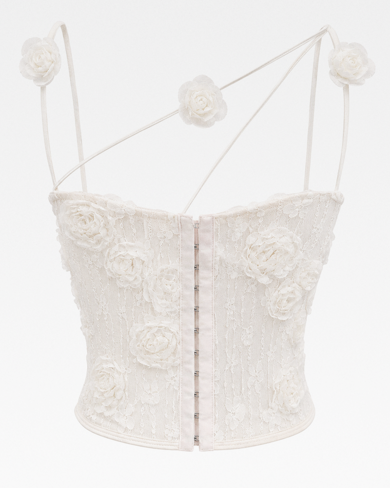 Bustier blanc à fleurs