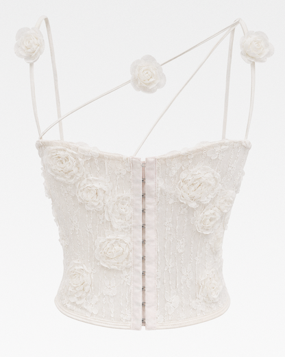 Bustier blanc à fleurs