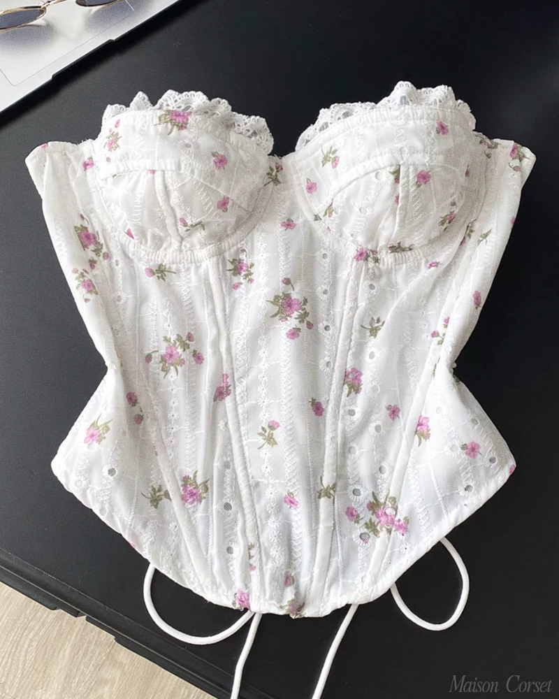 Bustier blanc fleur
