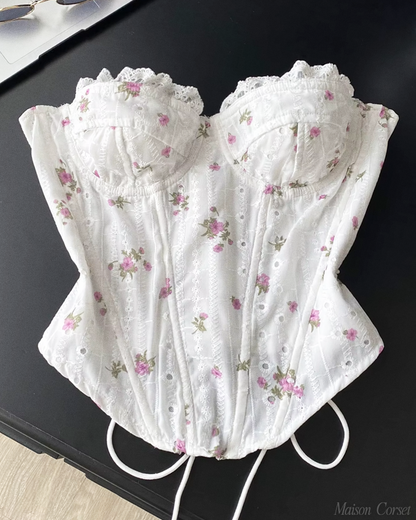 Bustier blanc fleur
