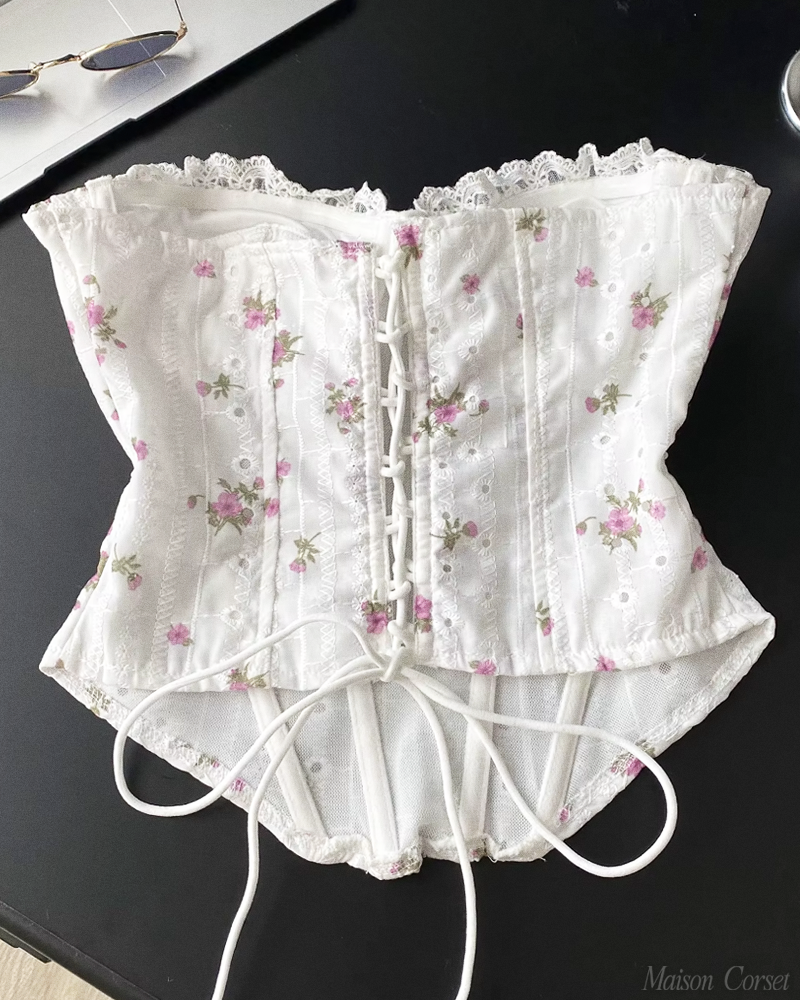 Bustier blanc fleur