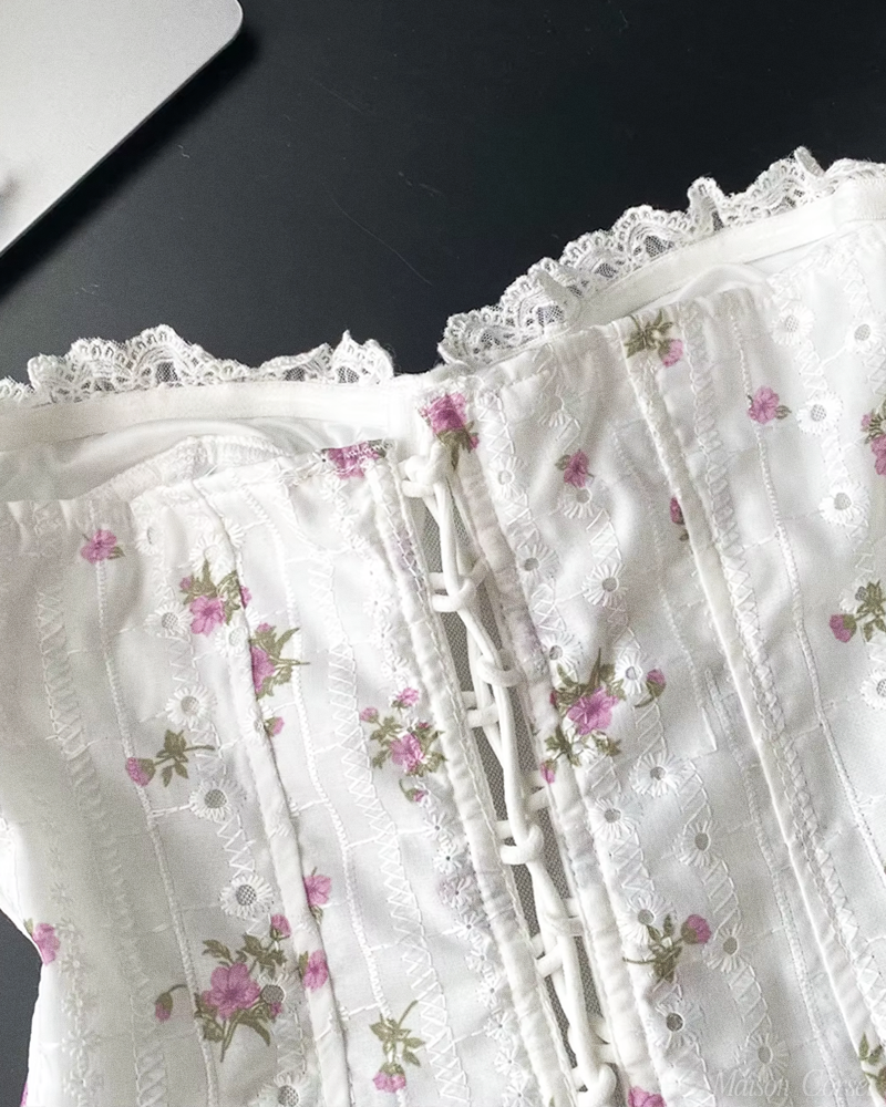 Bustier blanc fleur