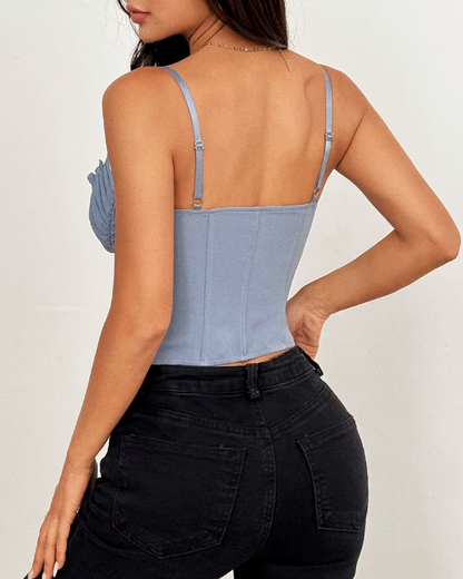 Bustier bleu à volants