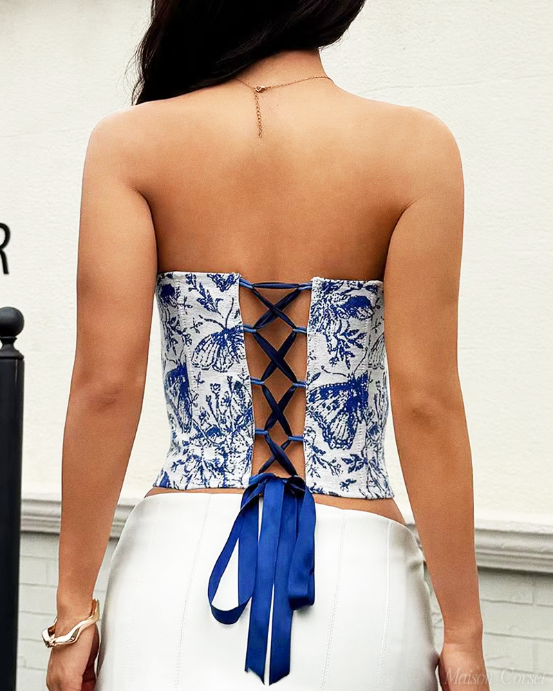 Bustier bleu et blanc
