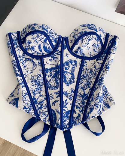 Bustier bleu et blanc