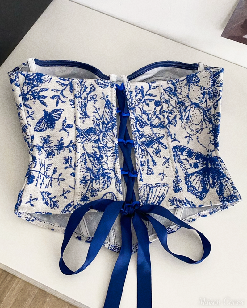 Bustier bleu et blanc