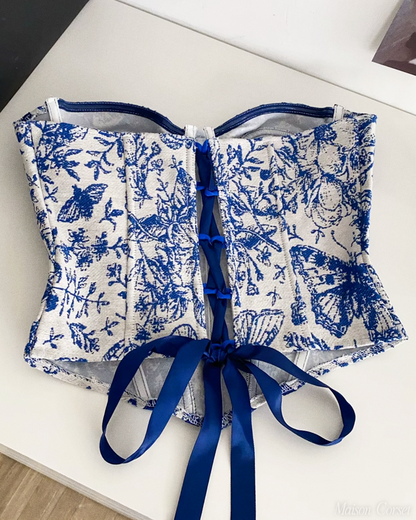 Bustier bleu et blanc