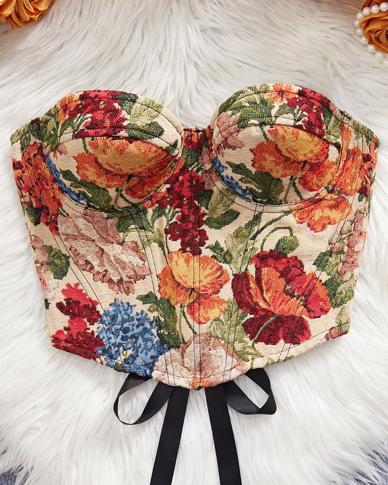 Bustier court fleuri