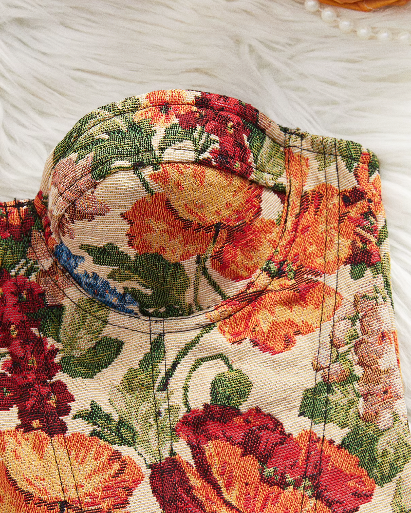 Bustier court fleuri