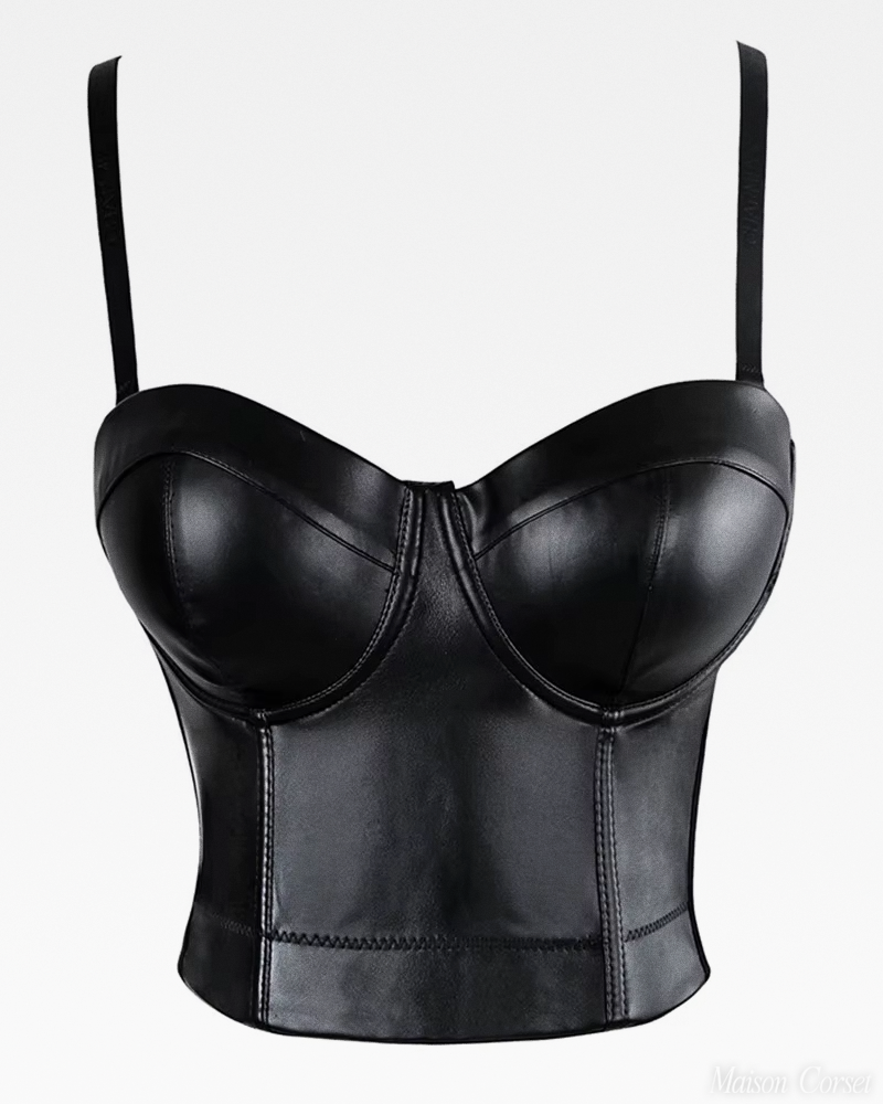 Bustier cuir noir