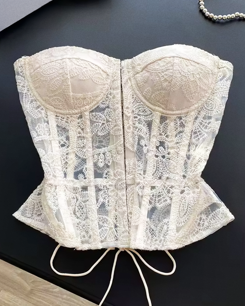 Bustier dentelle beige