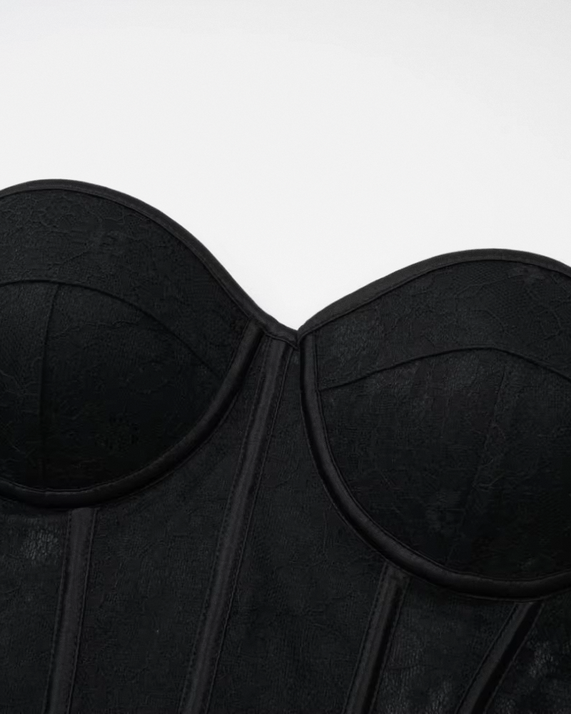 Bustier dentelle noir sans bretelles