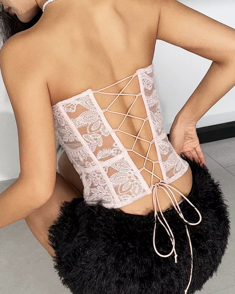Bustier dentelle rose