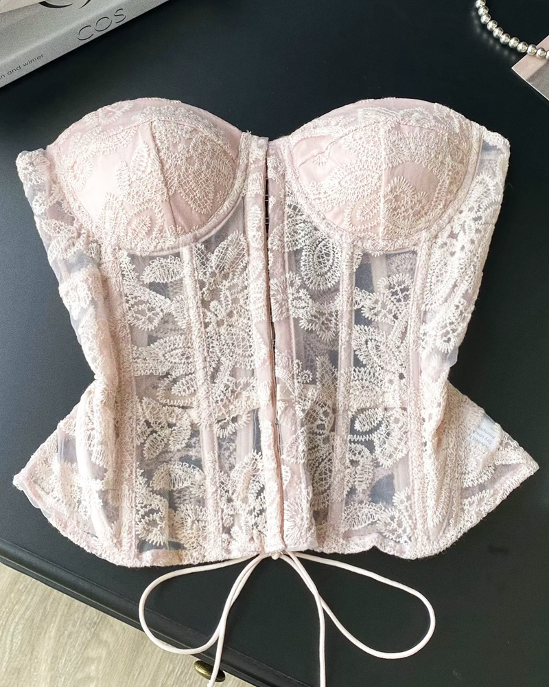 Bustier dentelle rose