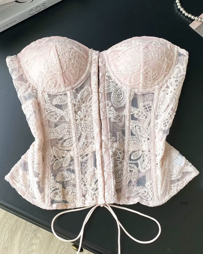 Bustier dentelle rose