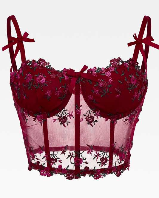 Bustier dentelle rouge