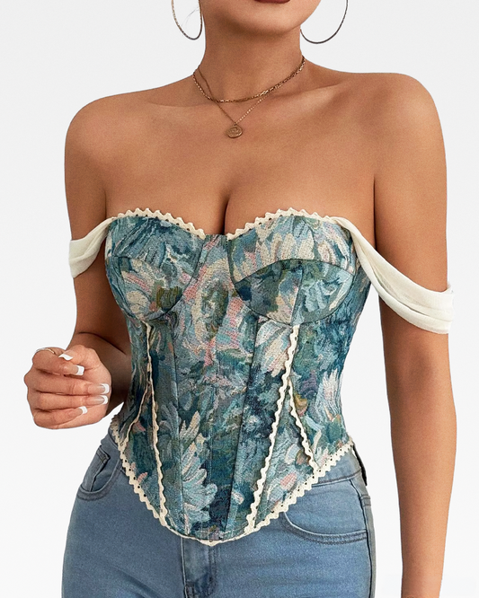 Bustier fleuri bleu
