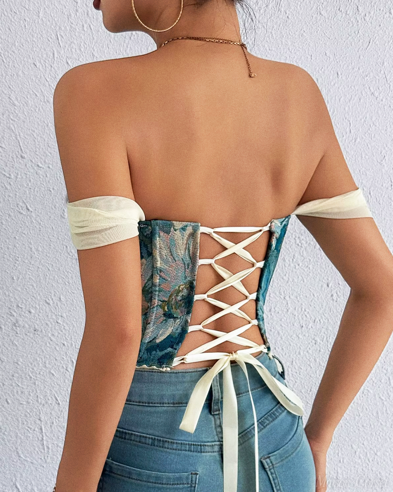 Bustier fleuri bleu