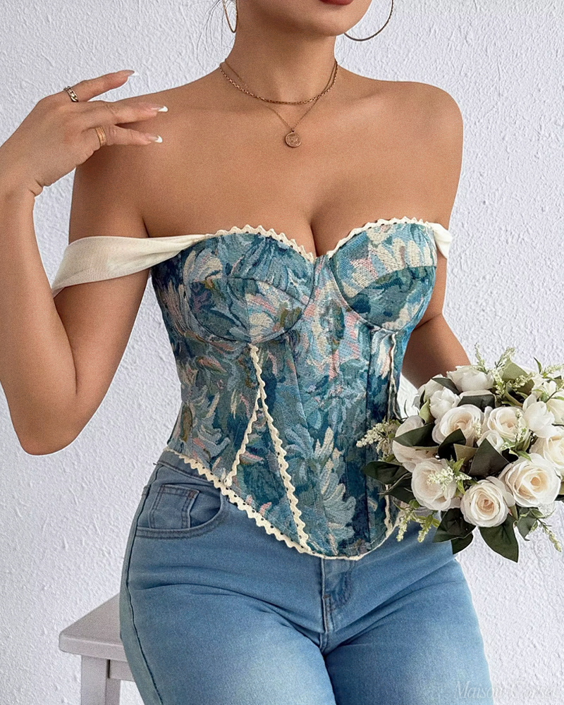 Bustier fleuri bleu