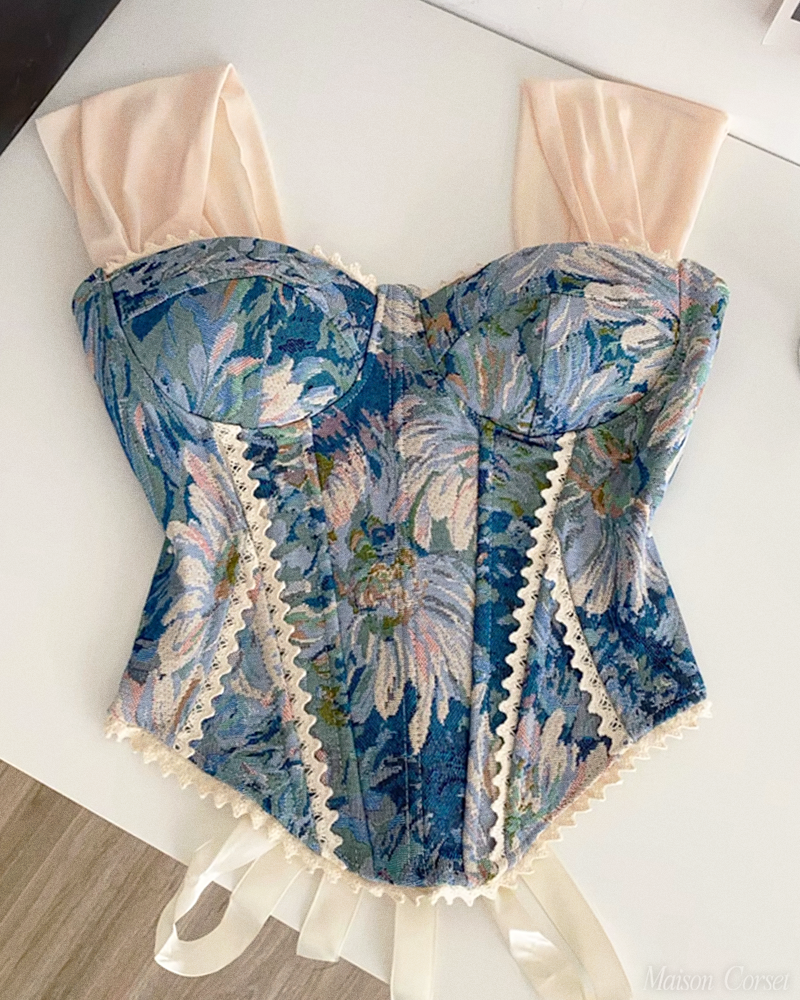 Bustier fleuri bleu