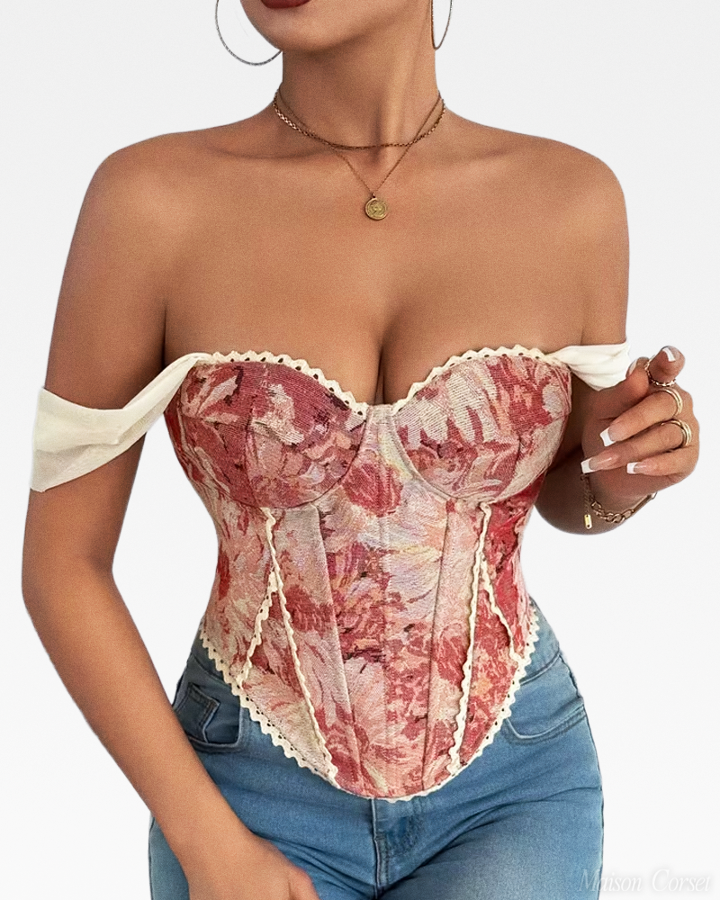 Bustier fleuri rose