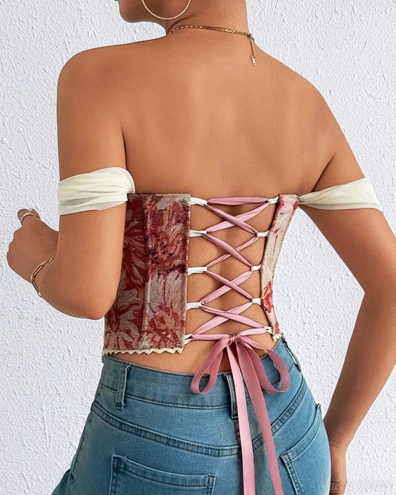 Bustier fleuri rose