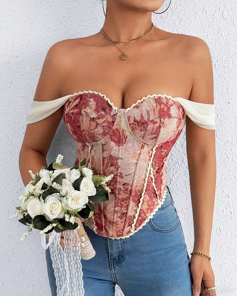 Bustier fleuri rose