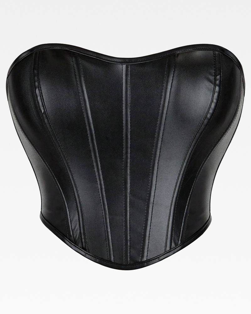 Bustier noir simili cuir