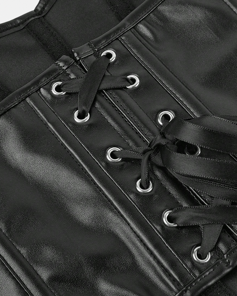 Bustier noir simili cuir