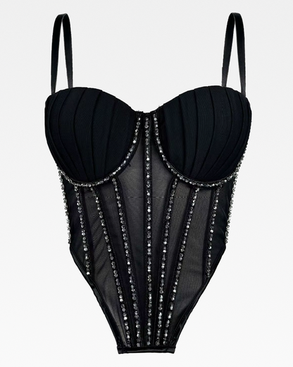 Bustier noir strass