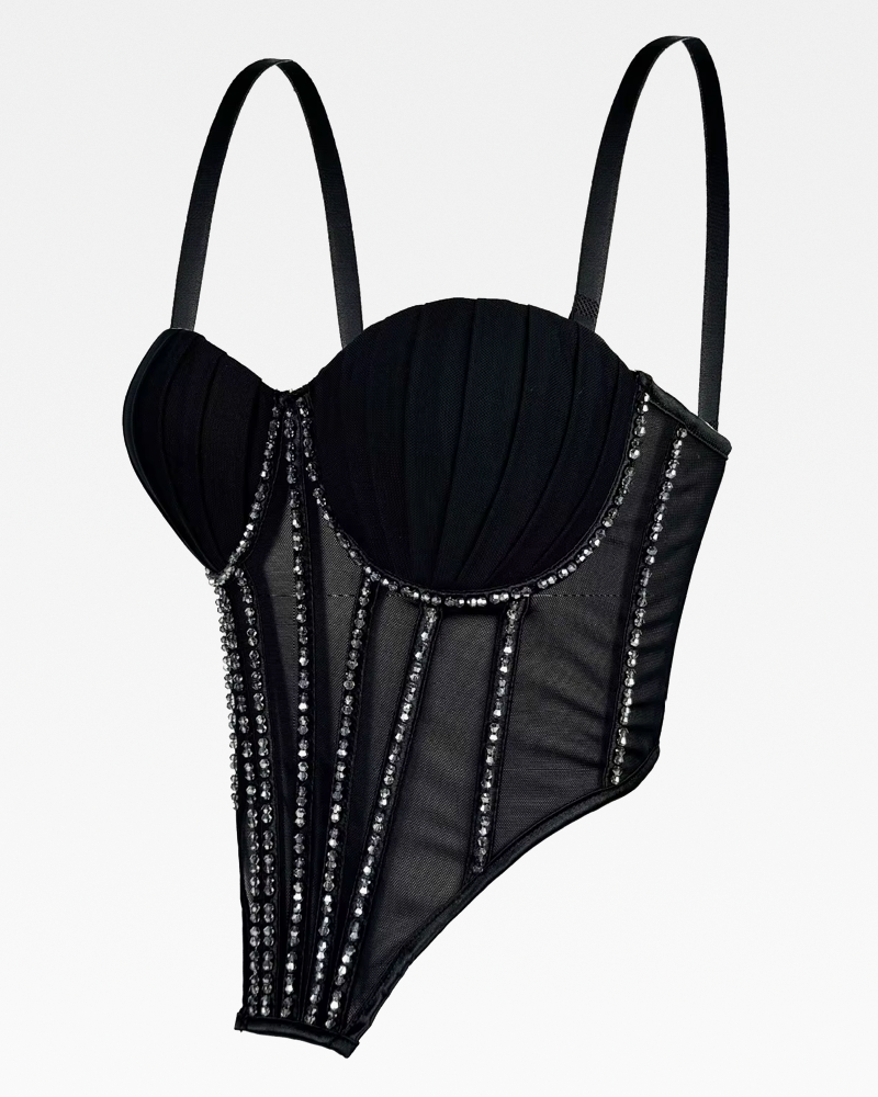 Bustier noir strass