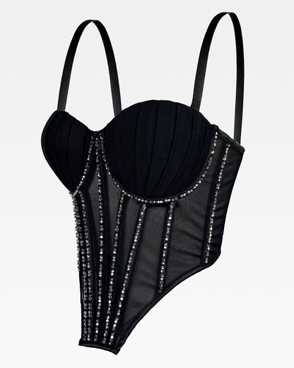 Bustier noir strass
