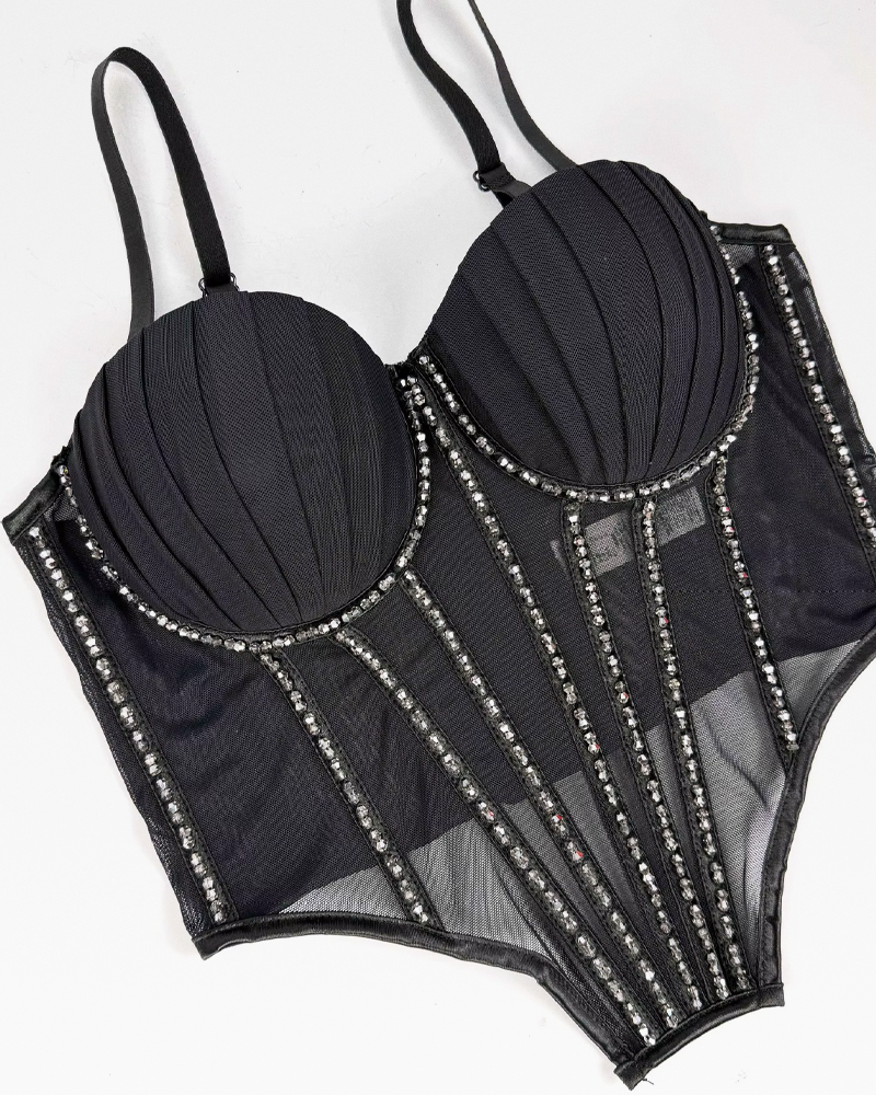 Bustier noir strass