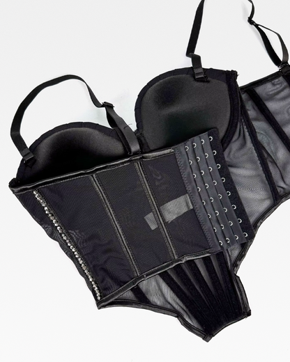 Bustier noir strass