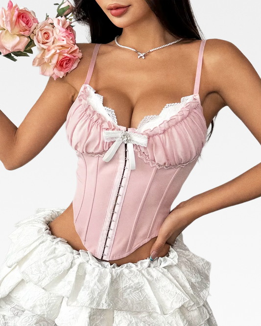 Bustier rose à volants
