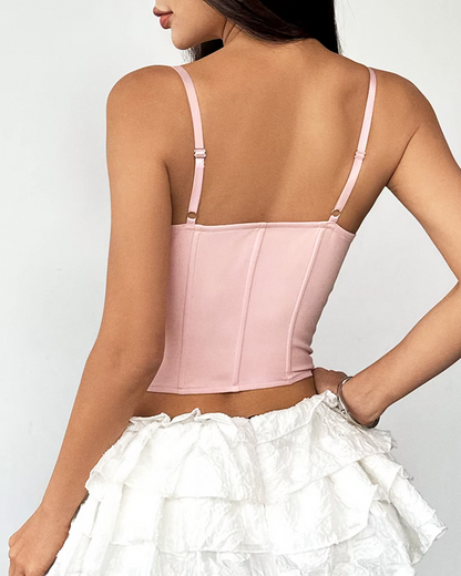 Bustier rose à volants