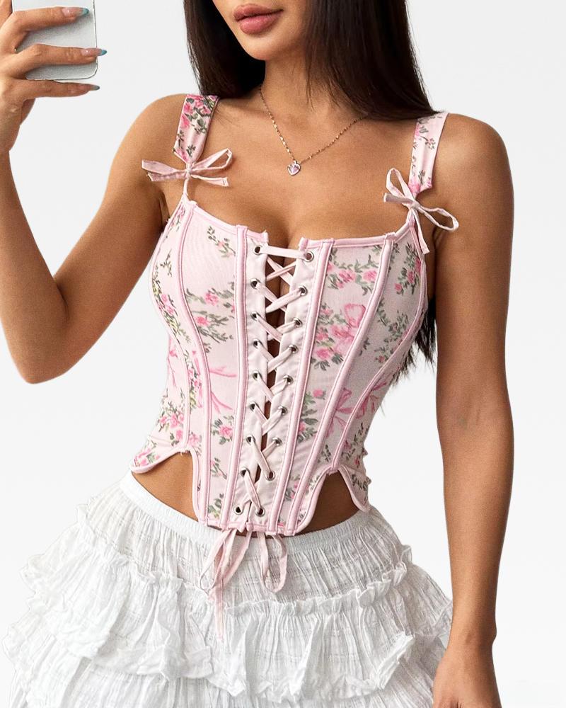 Bustier rose fleuri
