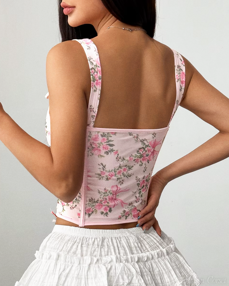 Bustier rose fleuri