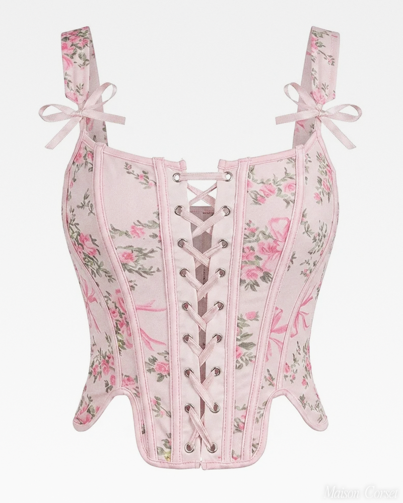 Bustier rose fleuri